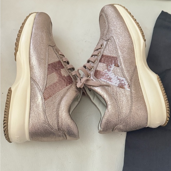 Hogan pink rose gold interactive/women’s  leather shoes sneakers - Picture 7 of 9